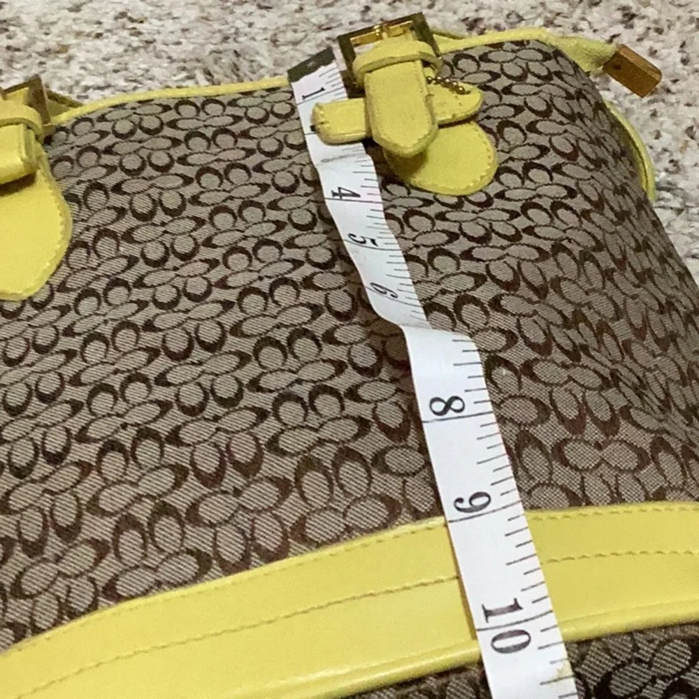 Coach Signature Canvas Shoulder Bag with Yellow Trim - Picture 3 of 5